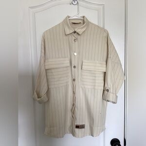 Oversized striped button up
